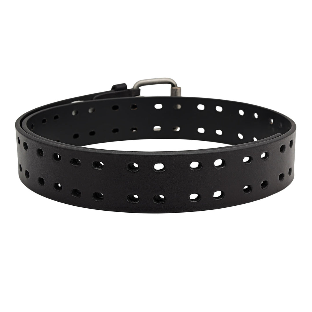 Casual Plain Leather Mens Belt - Black