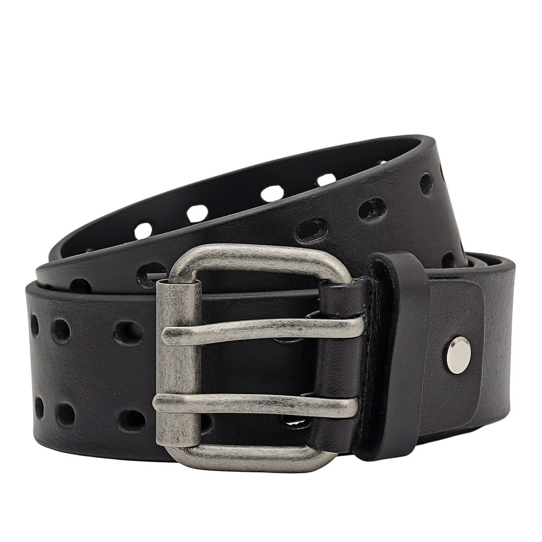 Casual Plain Leather Mens Belt - Black