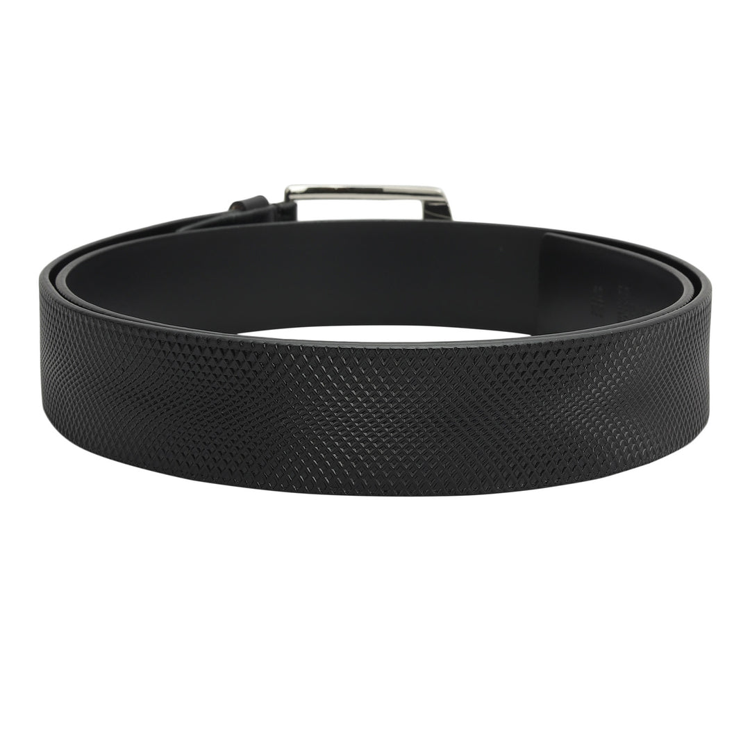 Formal Mat Emboss Leather Mens Belt - Black