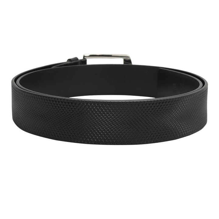 Formal Mat Emboss Leather Mens Belt - Black