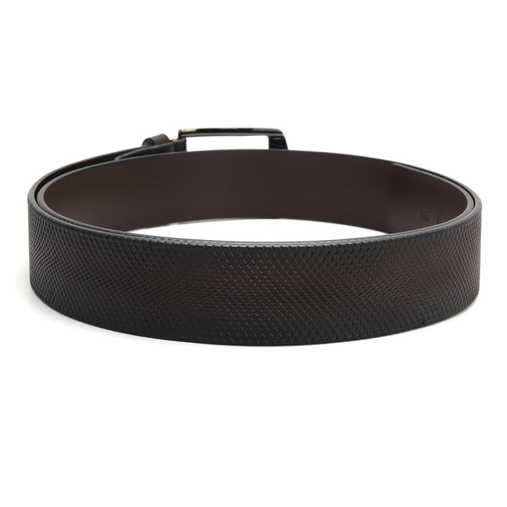 Casual Mat-Emboss Leather Mens Belt - Brown