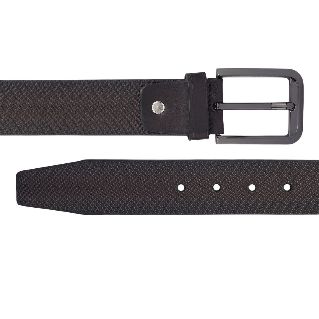 Formal Mat-Emboss Leather Mens Belt-Brown