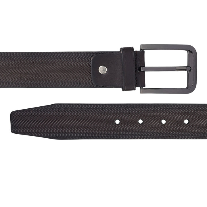 Formal Mat-Emboss Leather Mens Belt-Brown