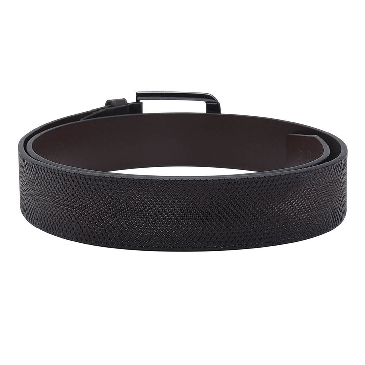 Formal Mat-Emboss Leather Mens Belt-Brown