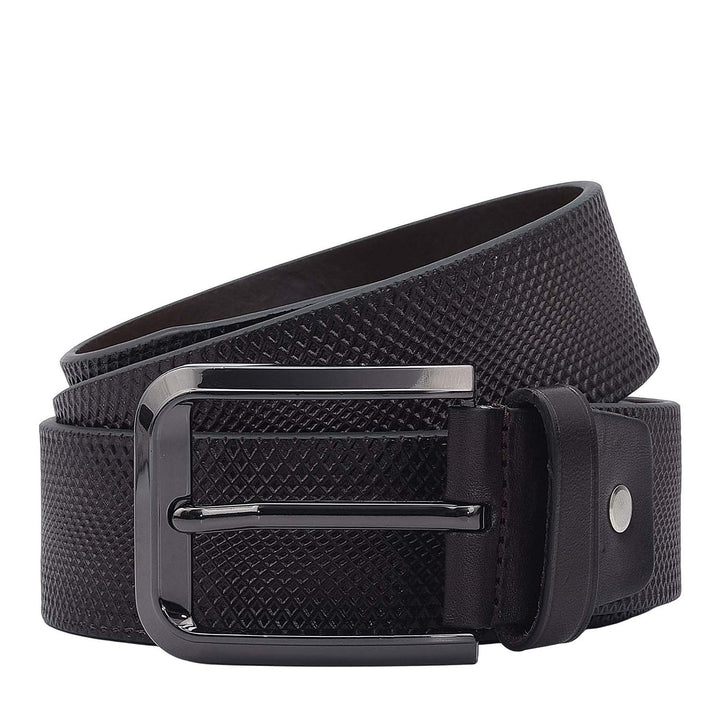 Formal Mat-Emboss Leather Mens Belt-Brown