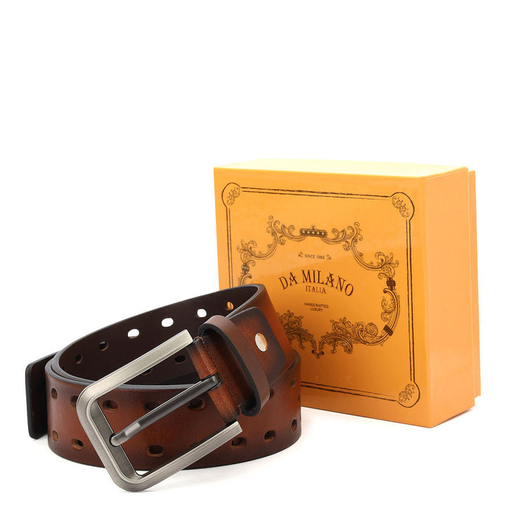 Casual Plain Leather Mens Belt-Cognac