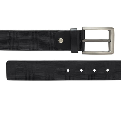 Formal Mat Emboss Leather Mens Belt - Black