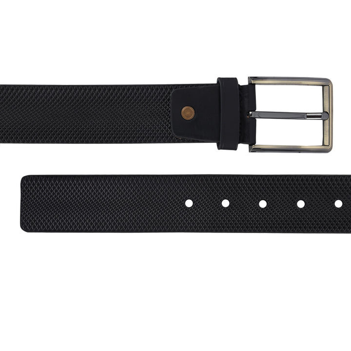 Formal Mat-Emboss Leather Mens Belt-Black