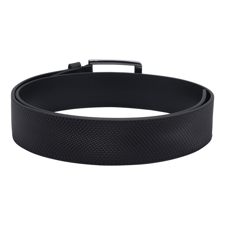Formal Mat-Emboss Leather Mens Belt-Black
