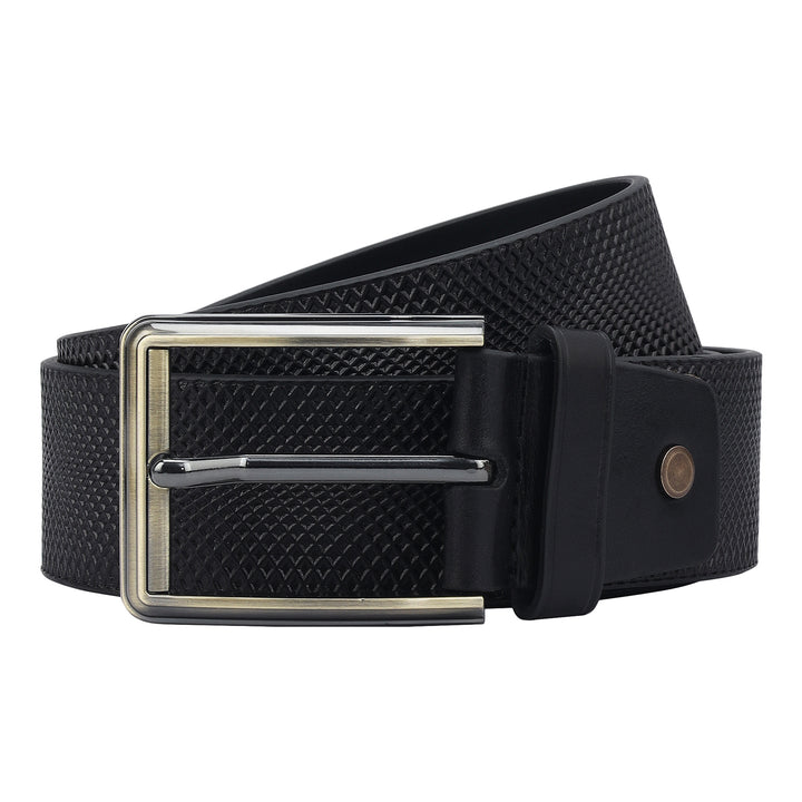 Formal Mat-Emboss Leather Mens Belt-Black