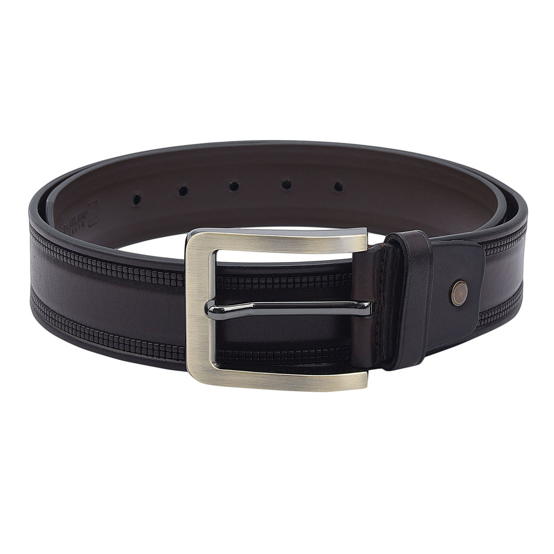 Formal Plain Leather Mens Belt-Brown