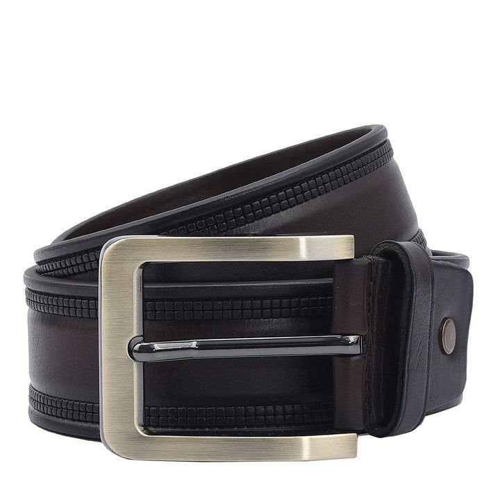 Formal Plain Leather Mens Belt-Brown