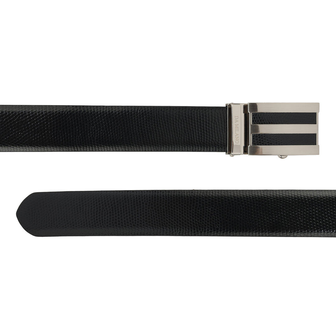 Formal Embossed Leather Mens Belt-Black