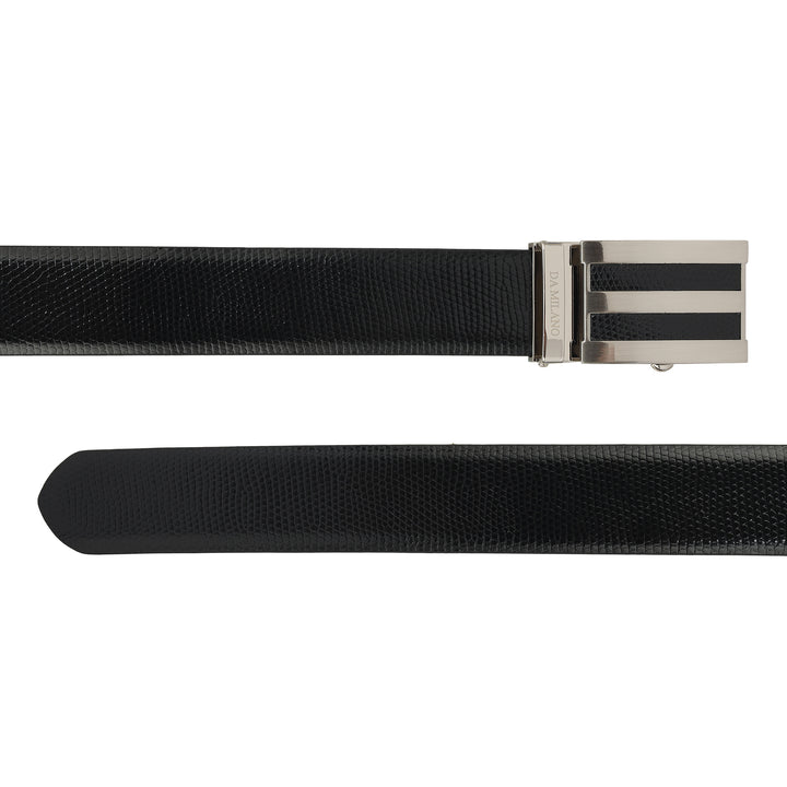 Formal Embossed Leather Mens Belt-Black