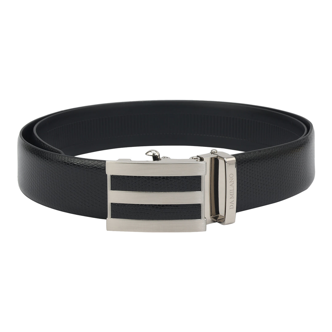 Formal Embossed Leather Mens Belt-Black