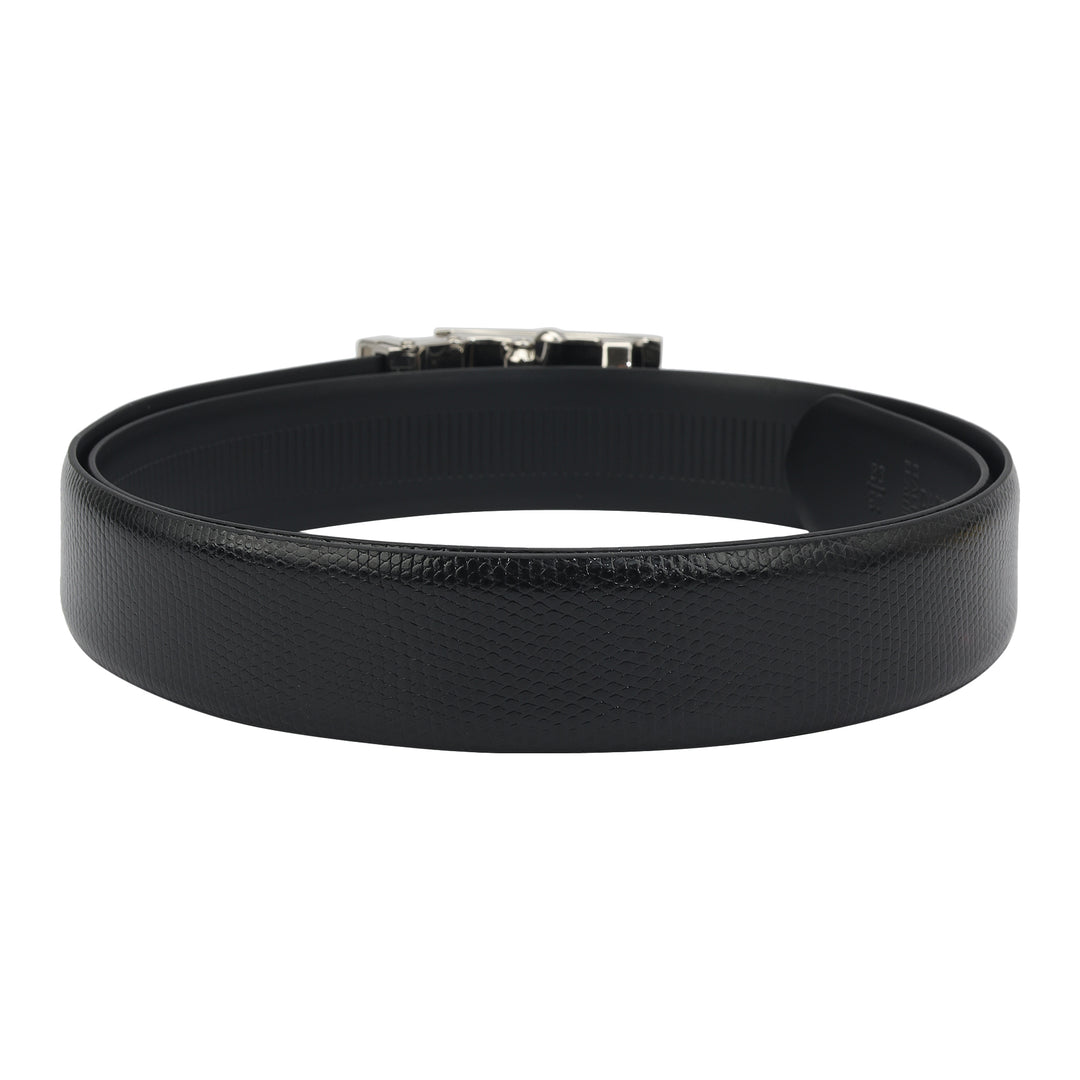 Formal Embossed Leather Mens Belt-Black
