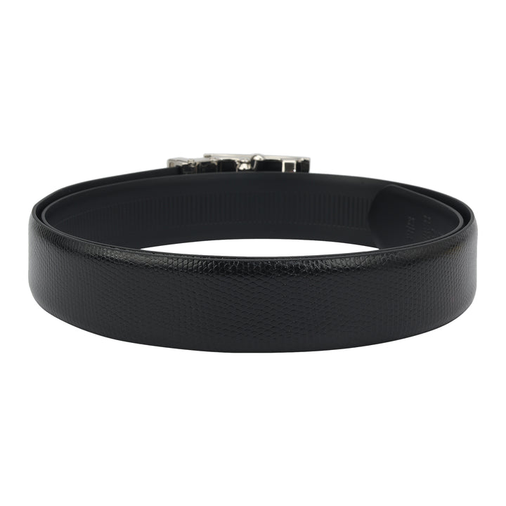 Formal Embossed Leather Mens Belt-Black