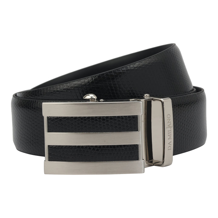 Formal Embossed Leather Mens Belt-Black