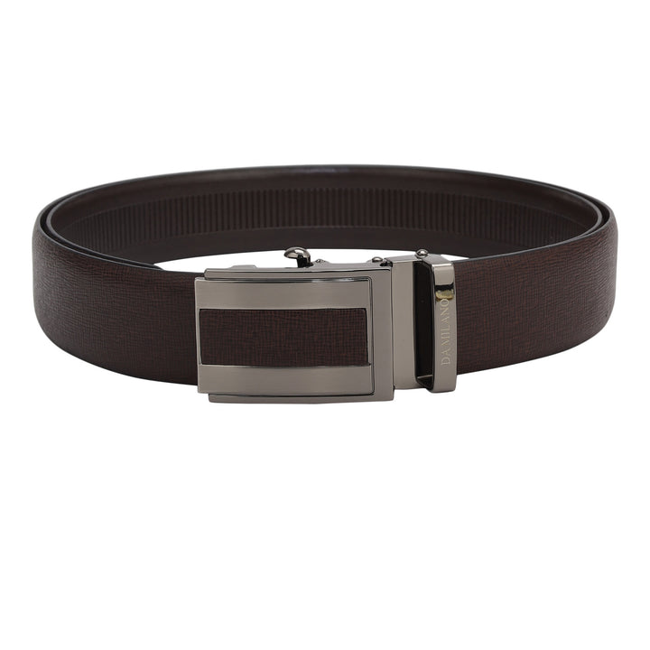 Formal Saffiano Leather Mens Belt - Brown