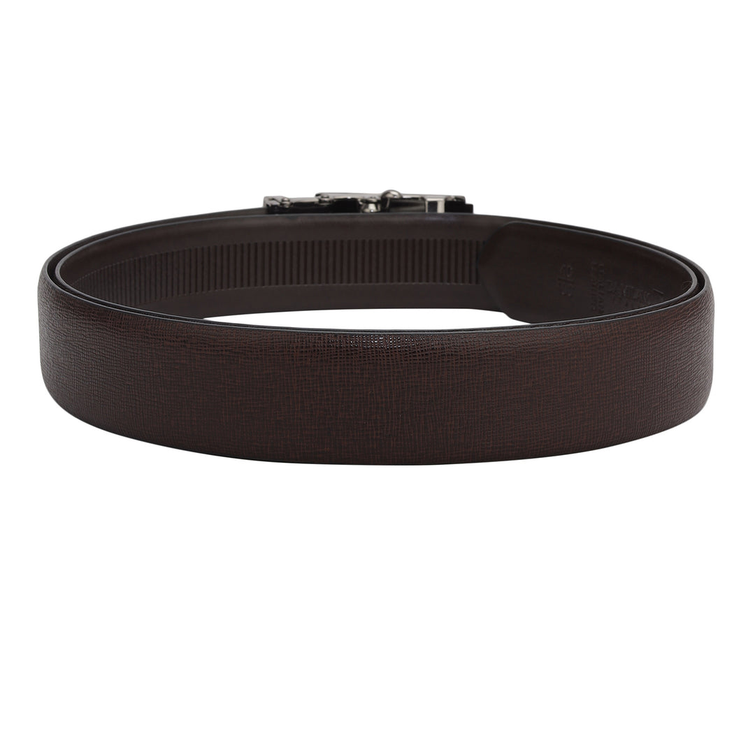 Formal Saffiano Leather Mens Belt - Brown