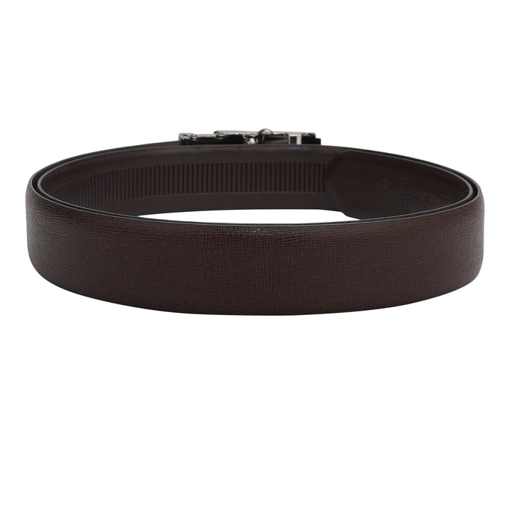Formal Saffiano Leather Mens Belt - Brown
