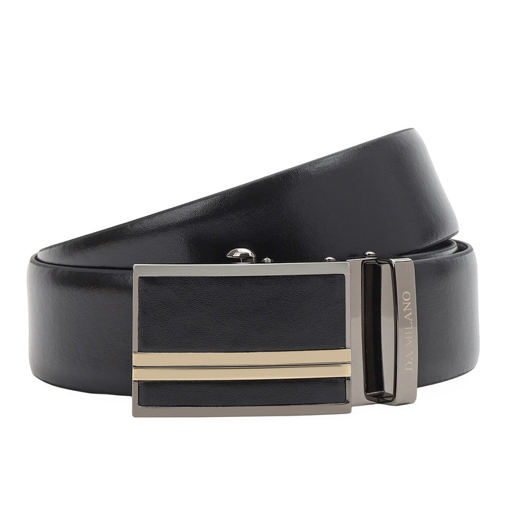 Formal Plain Leather Mens Belt-BLACK