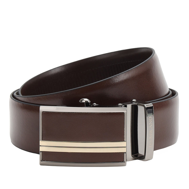 Formal Plain Leather Mens Belt-Brown