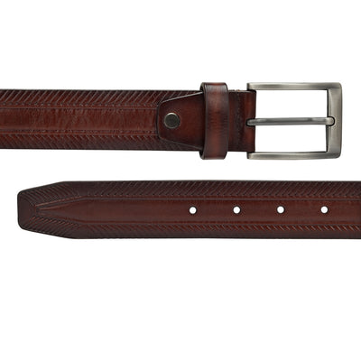 Formal Plain Leather Mens Belt - Cognac