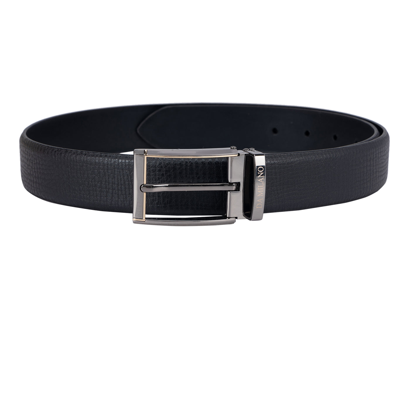 Casual Pebble Leather Mens Belt - Black