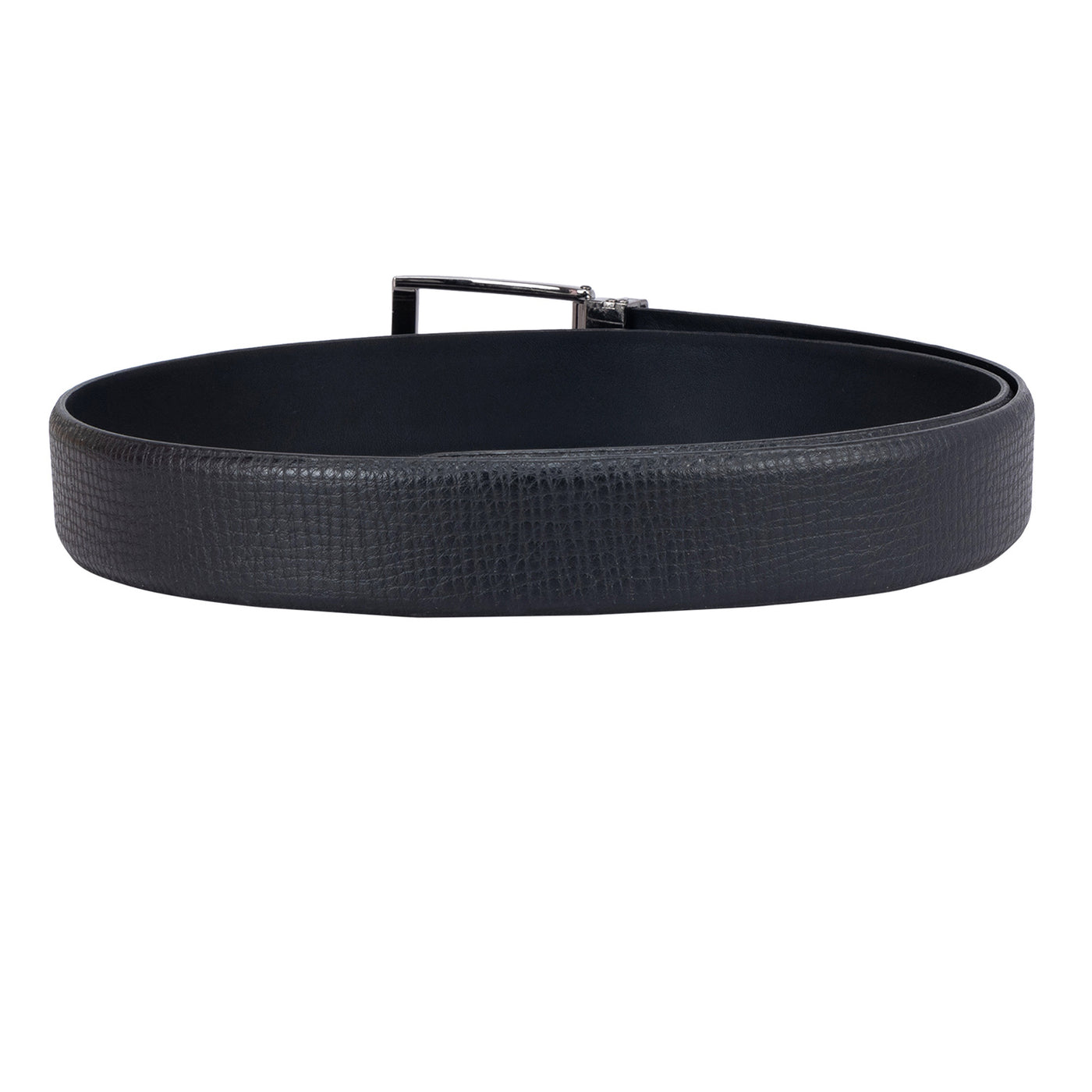 Casual Pebble Leather Mens Belt - Black