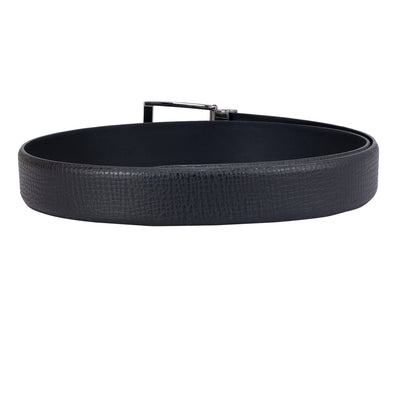 Casual Pebble Leather Mens Belt - Black