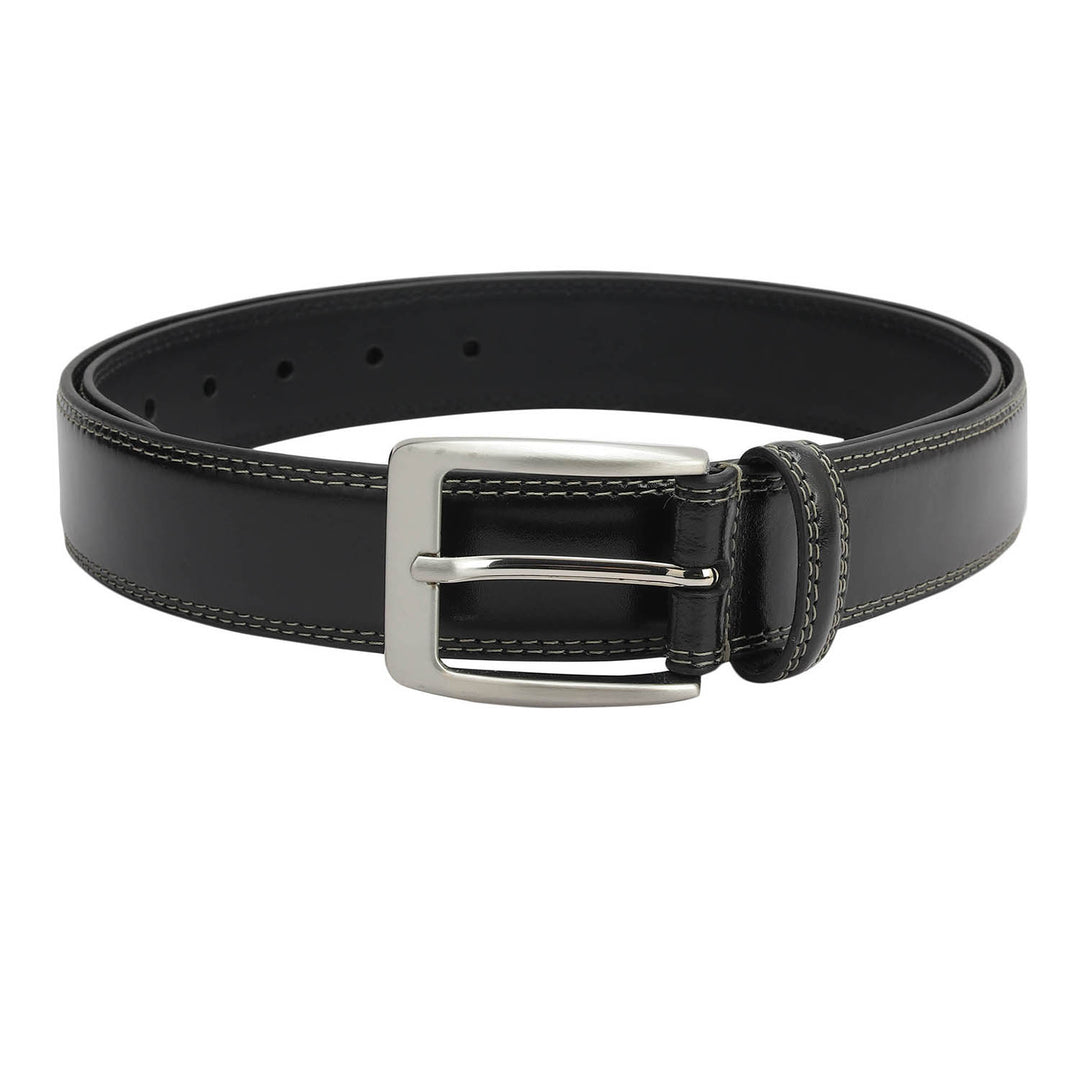 Formal Plain Leather Mens Belt - Black