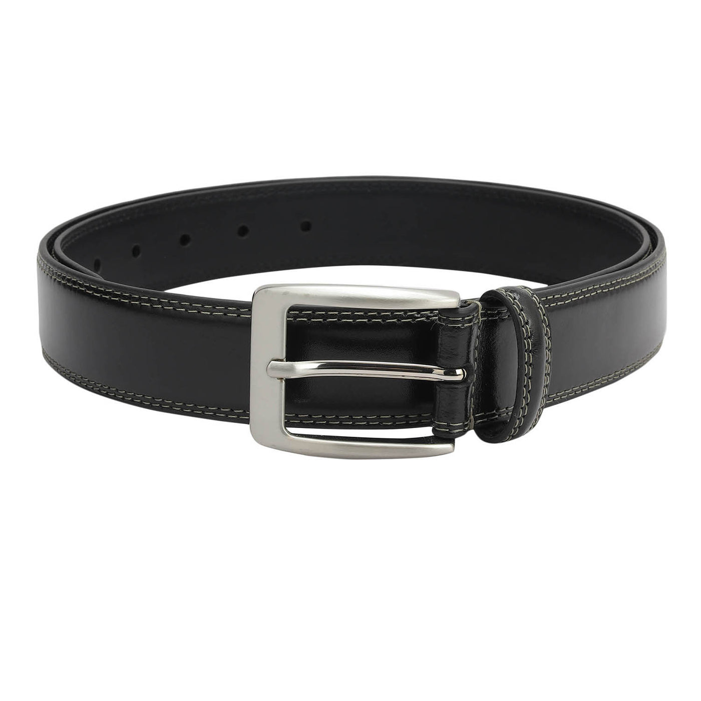 Formal Plain Leather Mens Belt - Black