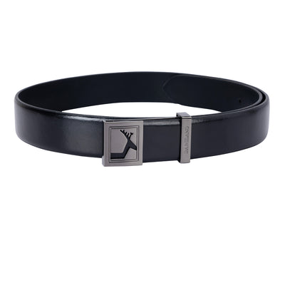 Casual Plain Leather Mens Belt - Black