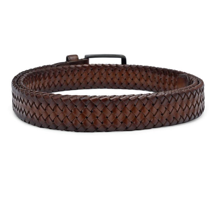 Casual Mat Leather Mens Belt - Cognac