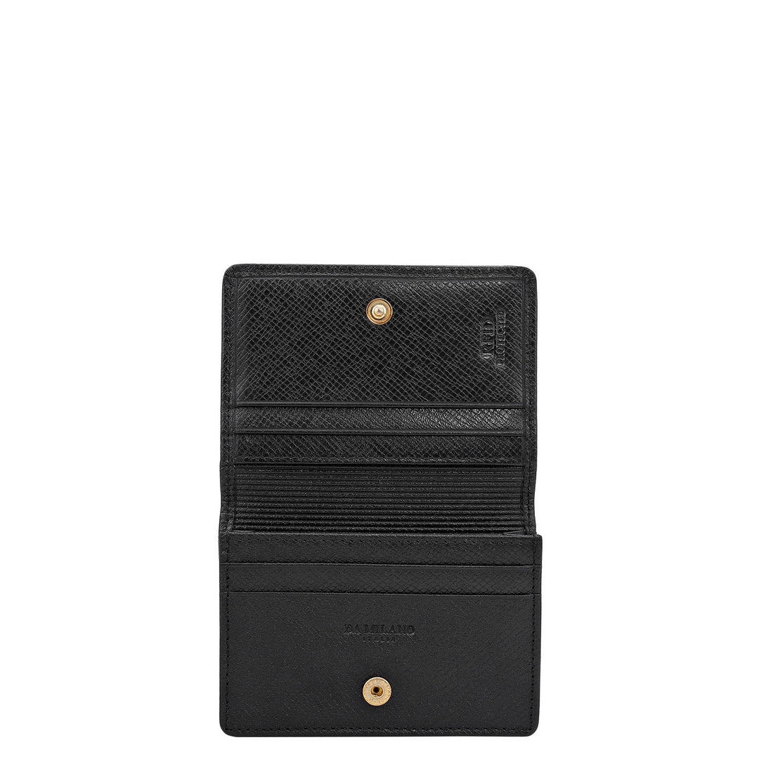 6 Slots Leather Card Case - Black