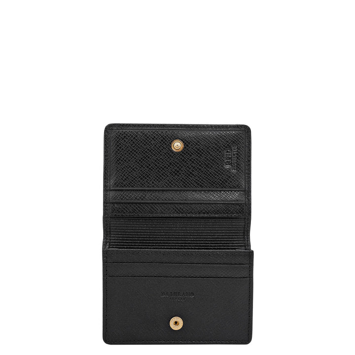 6 Slots Leather Card Case - Black