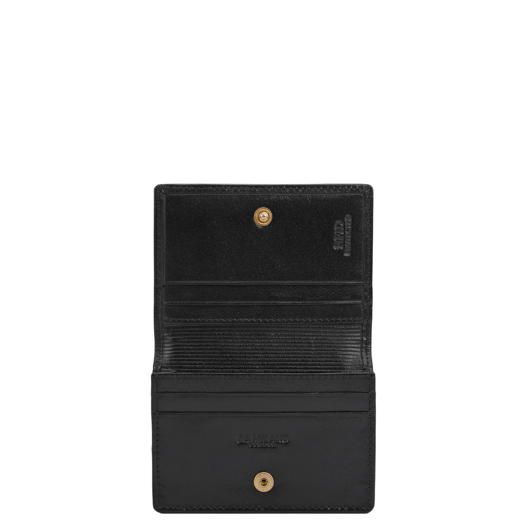 6 Slots Leather Card Case - Black