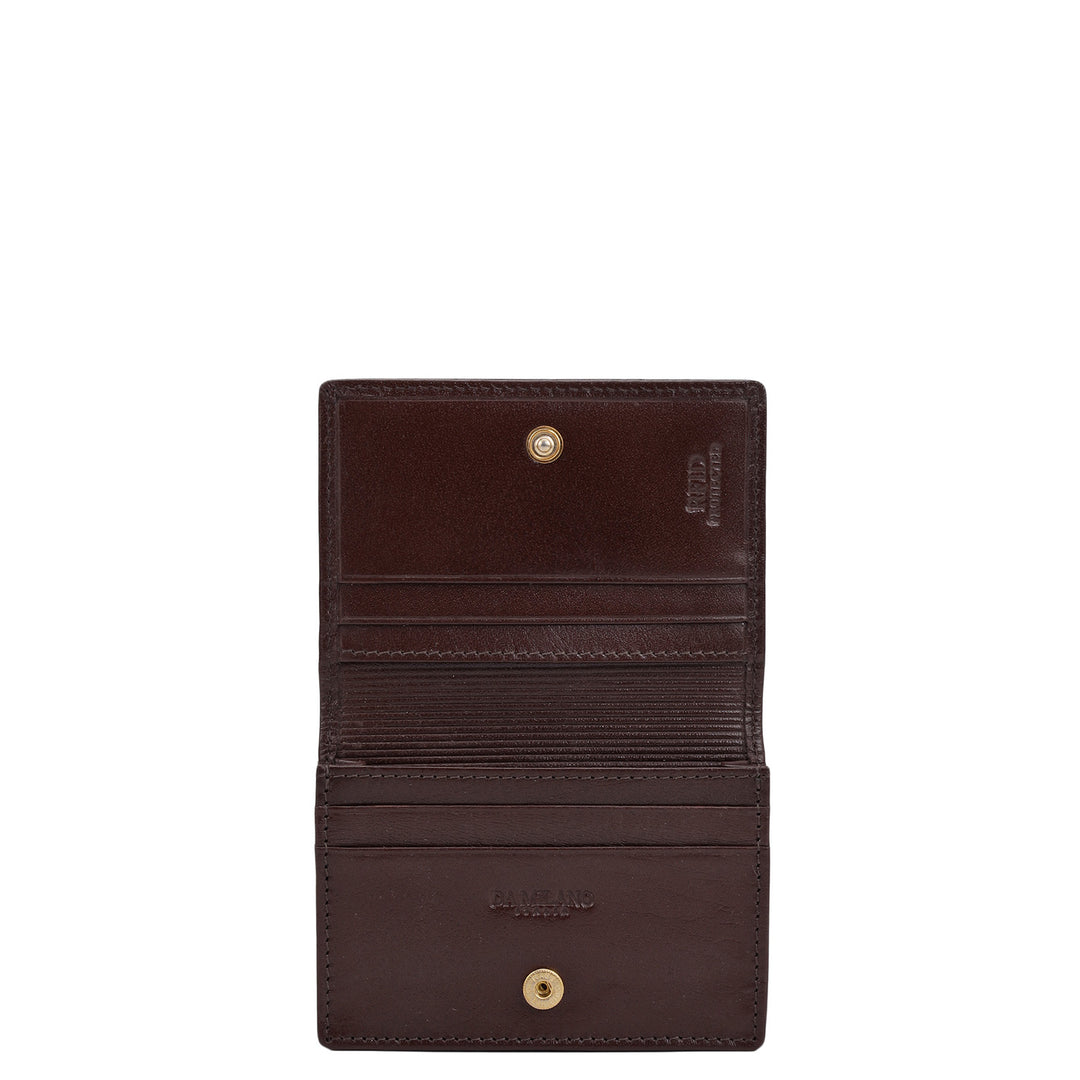 6 Slots Leather Card Case - Brown