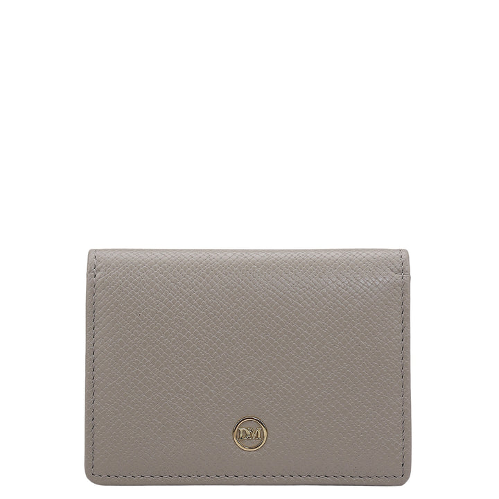 6 Slots Leather Card Case - Stone Grey