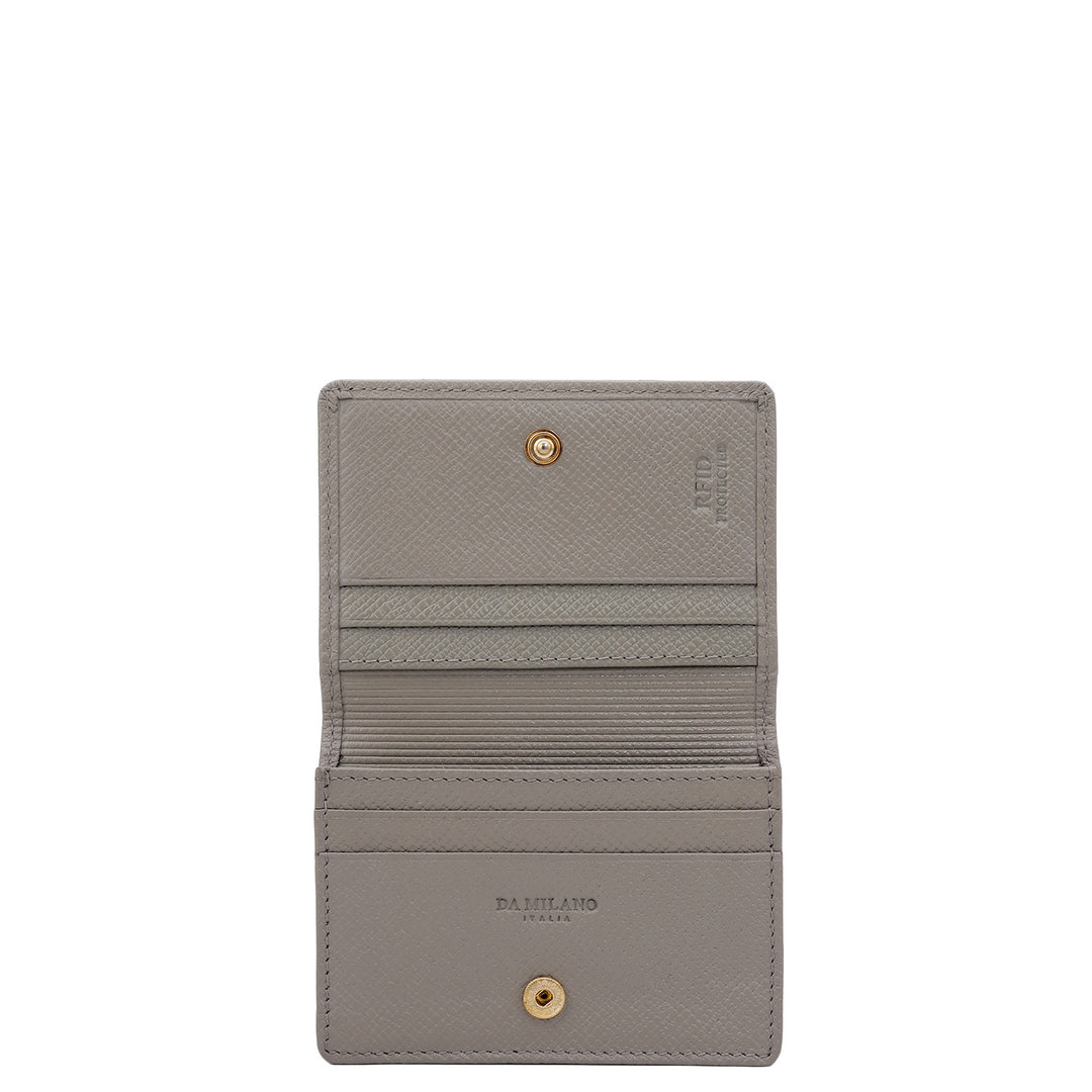 6 Slots Leather Card Case - Stone Grey