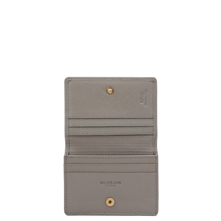 6 Slots Leather Card Case - Stone Grey