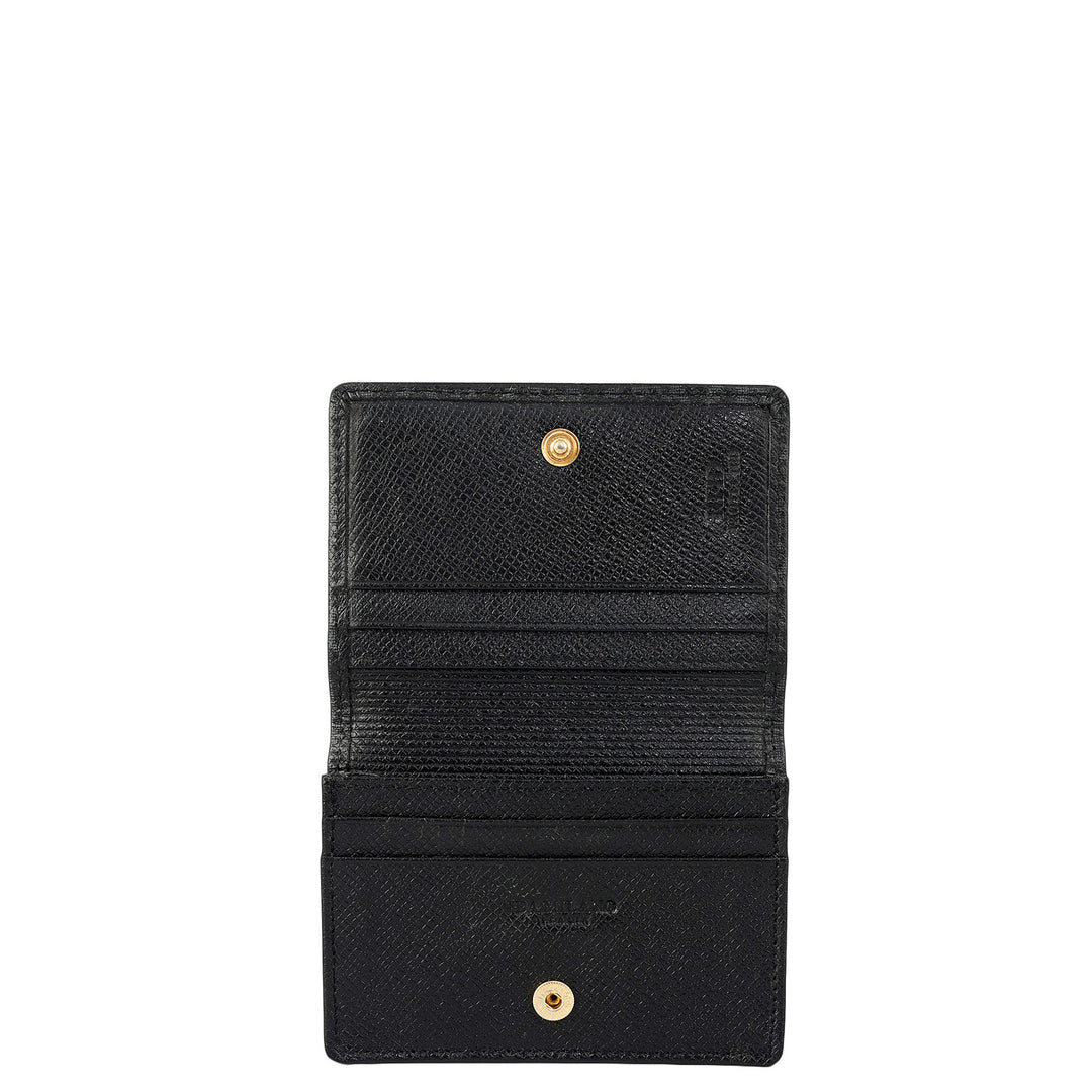 6 Slots Leather Card Case - Black