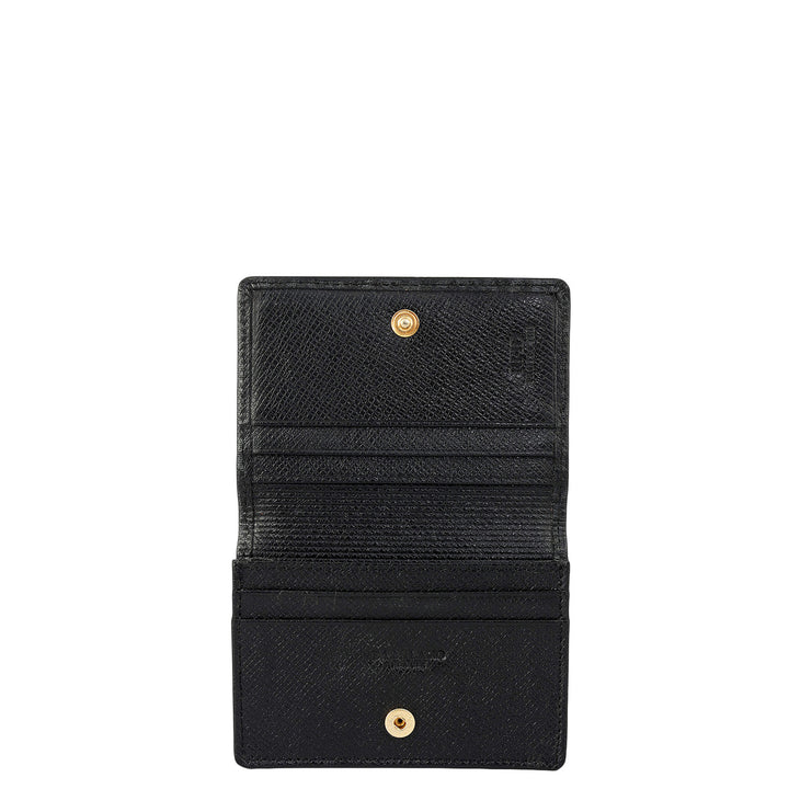 6 Slots Leather Card Case - Black