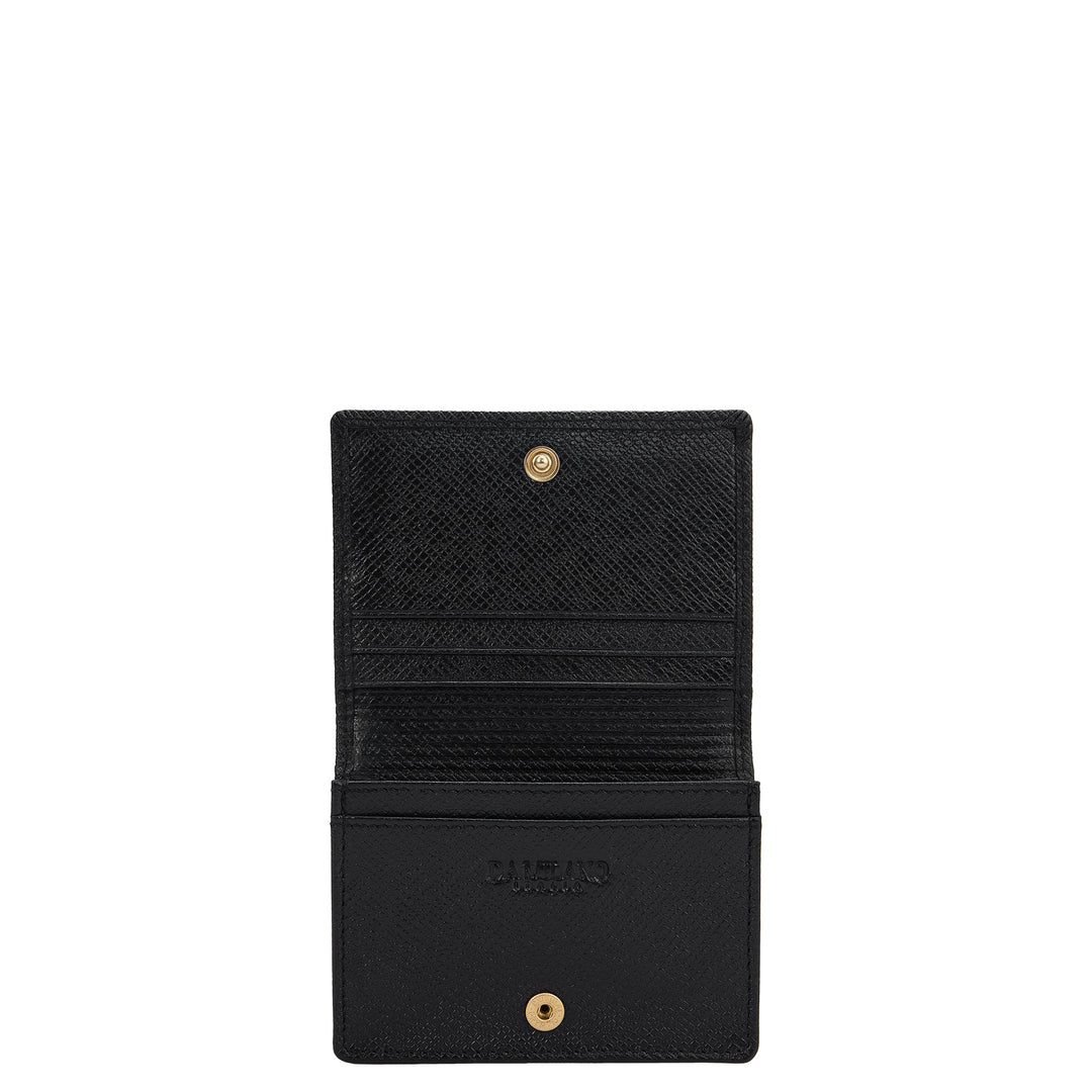 5 Slots Leather Card Case - Black