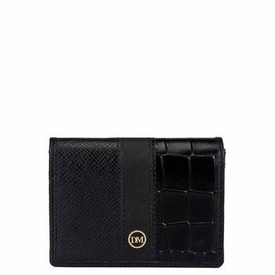 Franzy Croco Leather Card Case - Black