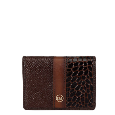 Franzy Croco Leather Card Case - Chocolate