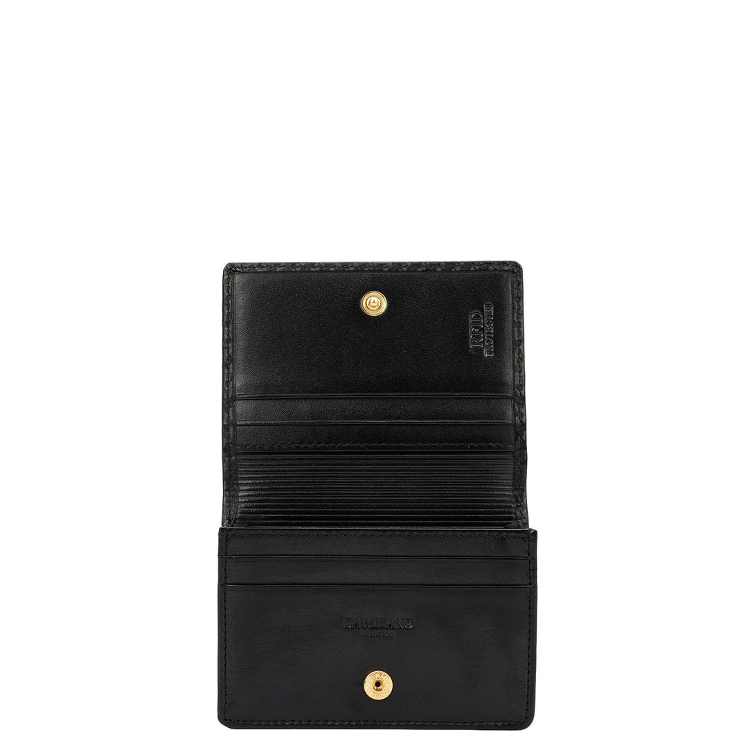 4 Slots Leather Card Case - Black