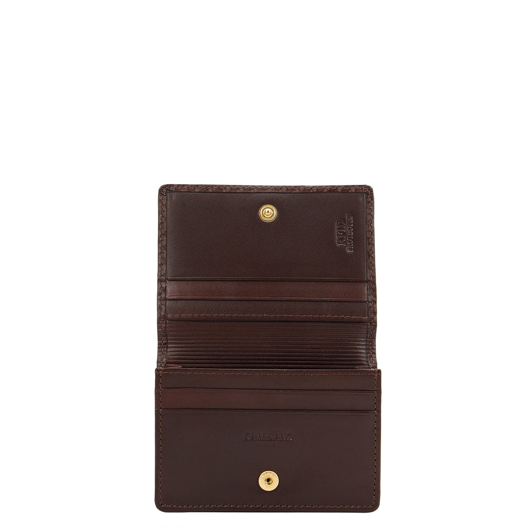 4 Slots Leather Card Case - Burgundy