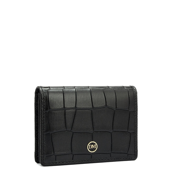 4 Slots Leather Card Case - Black